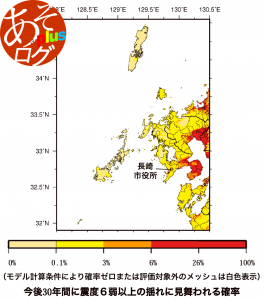 発生確率 震度［長崎 地震予測地図］